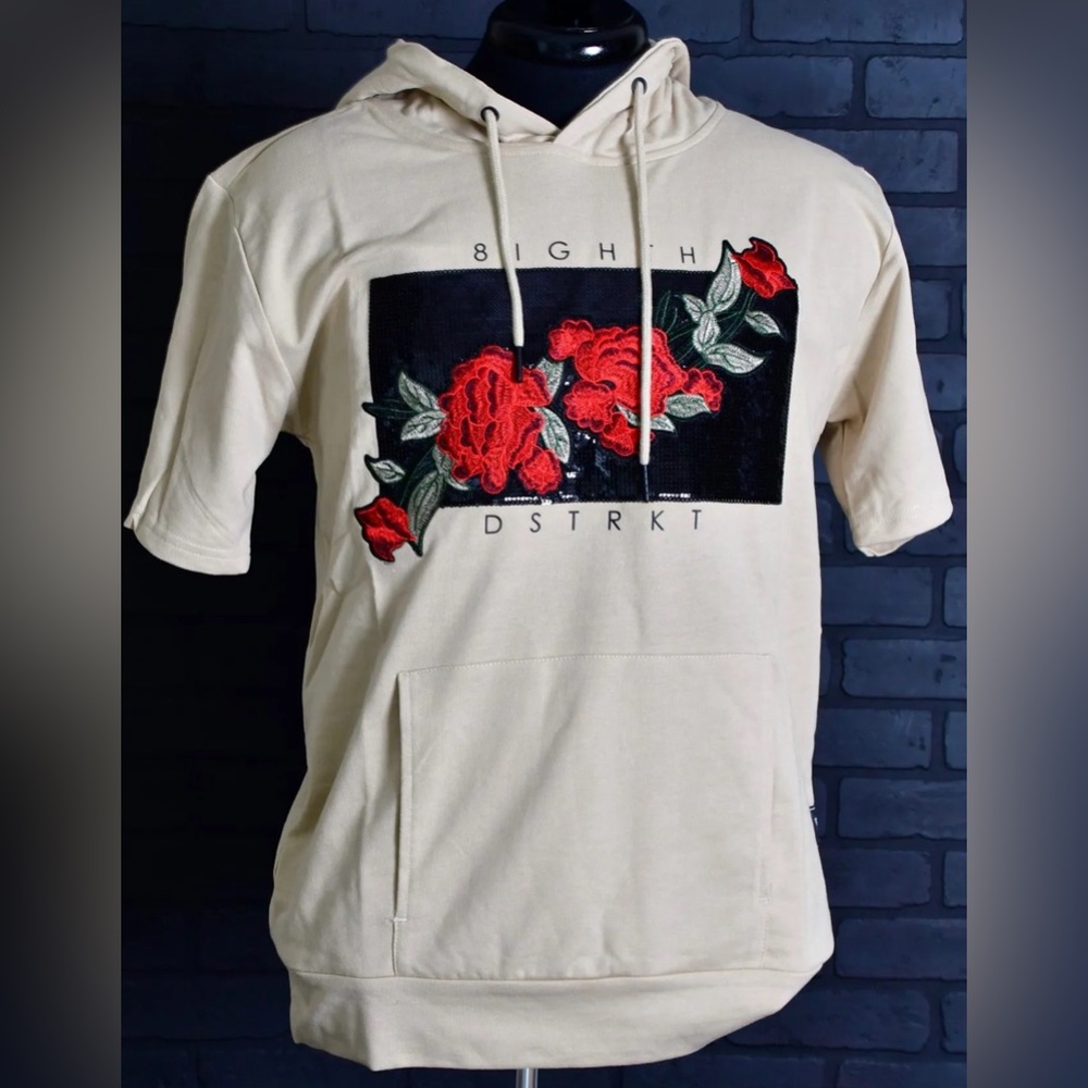 MEN’S ROSE PATCH FRENCH TERRY HOODIE-SAND